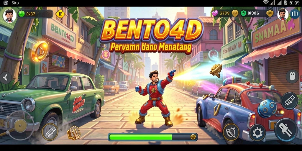 Tangkapan layar BENTO4D menampilkan aksi seru dalam permainan arcade.
