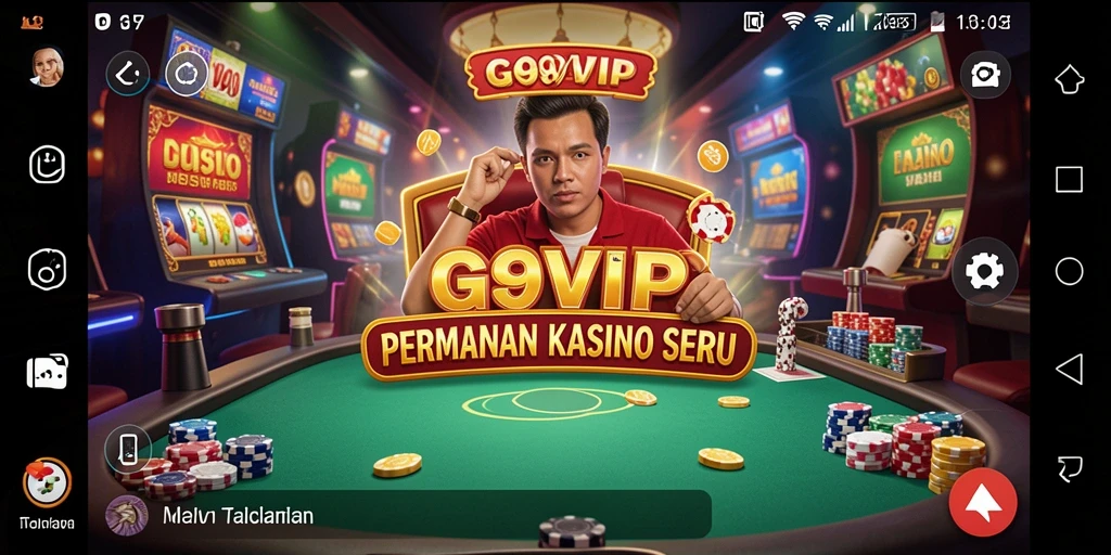 Screenshot utama G9VIP menampilkan gameplay seru dengan tampilan Kasino yang menarik.