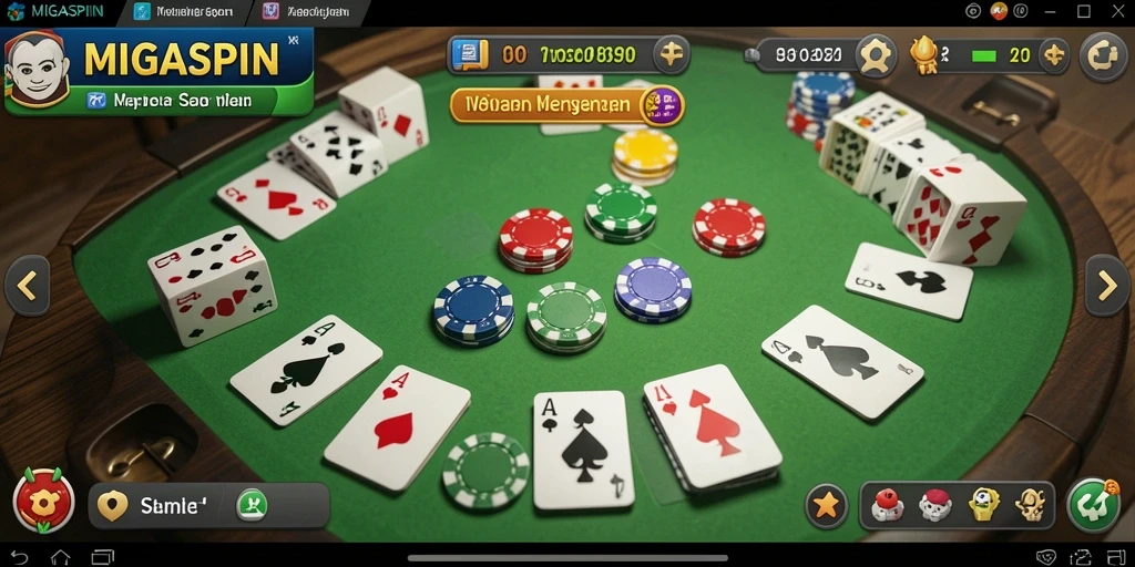 Tampilan gameplay Gaple yang menarik dan seru di MIGASPIN.