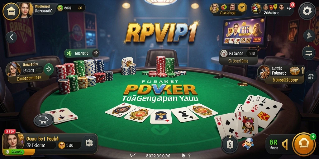 Screenshot RPVIP1 menampilkan gameplay Poker yang seru dan kompetitif.
